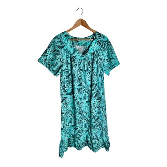 Vintage Anthony Richard Mumu Hawaiian Large Pockets Blue Gray Ferns Ruffle Hem - Picture 9 of 9